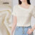 Lovito Blusa Casual Pregueada Primavera/verão Blusa de Damasco para mulheres L149ED1191