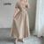 Lovito Vestido Casual Feminino Cáqui com Zíper para Natal/Festa Primavera/Verão L152LD050