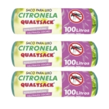 Kit 3 Saco De Lixo Pia E Banheiro 100L Com Aroma Citronela – 45 Unidades