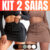 KIT 2 Saia Cargo Moletom Moletinho Feminina Cintura Alta com Bolso