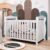 Berço Mini Cama 3 em 1 Americano 100% MDF Cocada Branco Brilho
