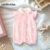 Lovito Body Infantil Fofo Colorblock Botão Frontal Primavera/Verão Body Rosa Para Bebê LNL106187