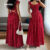Lovito Vestido Casual Vermelho Com Cadarço Para Festa De Natal Primavera/verão Na Cor Vinho Mulheres L167LD036