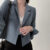 Lovito Blazer Casual Com Botão Liso E Bolso Para Mulheres LNE36029 (Cáqui/Cinza/Branco Off/Preto)
