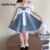 Lovito Vestido Casual para Meninas em Azul com Zíper e Blocos de Cor LNL128238