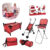 Kit Carrinho de Boneca Infantil 5 Peças Vermelho ImportWay com Cadeira, Bercinho, Mochila e Acessórios