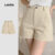 Lovito Shorts Colorblock casuais de linha de estrutura lisa para mulheres L129AD1554