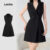Lovito Estrutura de Vestido Elegante com Botão Assimétrica Primavera/verão Vestido preto L138ED1415