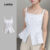 Lovito Blusa Elegante com Botões Na Frente Colorblock Primavera/verão Azul e Branco para mulheres L137LD313