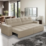 Sofá Retrátil e Reclinável 2 lugares 1,70m com Molas Stella Suede Bege Adonai Estofados