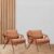 Kit 2 Poltronas Decorativa Braço de Madeira Mona Linho Terracota