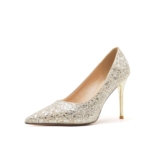 Sapatos de Salto Alto Femininos Estilo Francês Xiuhe Vestido de Noiva Sapatos de Noiva com Cristais e Lantejoulas de Dua