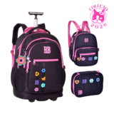 Kit Mochila de Rodinhas Com lancheira e Estojo Rebecca Bonbon Flower Power – Clio Style