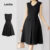 Lovito Vestido Elegante Preto Retrô Com Fivela De Metal E Bolso Falso Para Primavera/verão Ideal Para Mulheres L137ED309