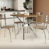 Conjunto Mesa Loire 4 Cadeiras Portugal Cromado/Cappuccino
