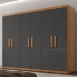 Guarda Roupa Casal 6 Portas 2 Gavetas MDF Petra Imbuia/Grafite