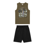 Conjunto Infantil Menino Estampa Verão Elian Verde Musgo