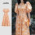 Lovito Vestido Laranja com Zíper para Mulheres Casual primavera/verão LBL30254
