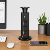 Torre de Tomada Mesa Extensão USB e Tipo C Retrátil Proteção Sobrecarga Escritório Bancada