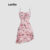 Lovito Vestido casual borboleta drapeado assimétrico alface para mulheres L177AD065
