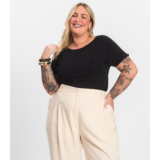 Blusa Feminina de Viscose Plus Size Infinita Cor Preto