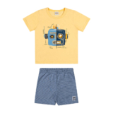 Conjunto Curto Infantil Menino Robô Elian Amarelo