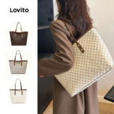 Lovito Bolsa De Ombro Casual Vintage Monograma Grande Capacidade Bolsa De Ombro Para Mulheres LFA90328