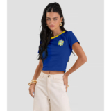 Blusa Feminina em Cotton Leve Brasil Dianna Azul