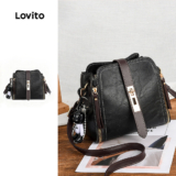 Lovito Bolsa De Ombro Pequena Casual Simples Básica Pequena Bolsa De Ombro Para Mulheres LNA32140 (Preto)