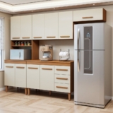 Cozinha Completa 10 Portas 3 Gavetas Atenas  Nature/Off White