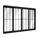 Janela de Alumínio de Correr Central 4 Folhas com Grade 100x200cm Riobras Preto