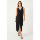 Vestido Midi Detalhe Torcido Feminino Marialícia Preto