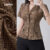 Lovito Blusa Elegante Botão Frontal Trabalho Clássica E Versátil Primavera/Verão Marrom Para Mulheres L150ED591