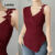 Lovito Blusa Casual De Natal/festa De Ano Novo Com Apliques Vermelhos Assimétricos Na Cor Off-white Mulheres LK2ED133