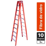 Escada tesoura dupla em fibra de vidro 10 degraus 3 m – ESC10300 Rotterman