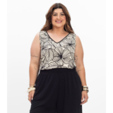 Regata em Viscose Feminina Plus Size Secret Glam Bege