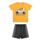 Conjunto Infantil Menino interativo Surf Elian Amarelo