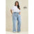 Calça Feminina Wide Leg Franja Jeans Marialícia Azul