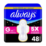 Absorvente Always Noite Ultra Suave com Abas 48 Unidades