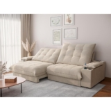 Sofá Thor 2,10cm com Super Pillow e Molas Ensacadas Veludocristal- NETSOFAS