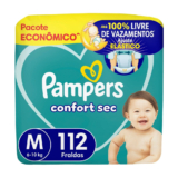 Fralda Pampers Confort Sec Tamanho M 112 Unidades Descartáveis