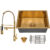 Kit Cuba Cozinha Gourmet Quadrada C/ Torneira Spray Dourada