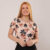 Blusa Tshirt Feminina – Amarelo , Azul com Flores e Folhas Pretas