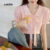 Lovito Blusa Casual Listrada Com Botão E Gravata Frontal Plissada Blusa De Verão/Primavera Para Mulheres L130AD213