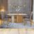 Conjunto Sala de Jantar 6 Lugares Retangular Tampo Vidro/MDF Mesa Astrid com Cadeiras Apogeu Amêndoa Clean/Off