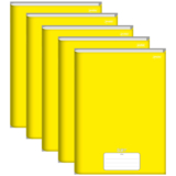 Caderno Brochura Universitário Capa Dura 80 Folhas Stiff Amarelo Slim – Pacote Com 5 Unidades