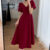 Lovito Vestido Elegante Liso Com Decote Em V Manga Curta Vestido Midi Evasê Para Mulheres LNE09088 (Multicolorido)