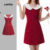 Lovito Vestido Fofo Colorblock Primavera/verão Vermelho para Mulheres L151AD050