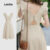 Lovito Vestido Casual Liso Com Babados Primavera/Verão Cáqui Claro Para Mulheres L134ED501