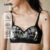 Lovito Sutiã Sexy Renda Fivela De Metal Respirável Pele Macia Renda Todas As Estações Sutiã Preto Para Mulher LNL107011